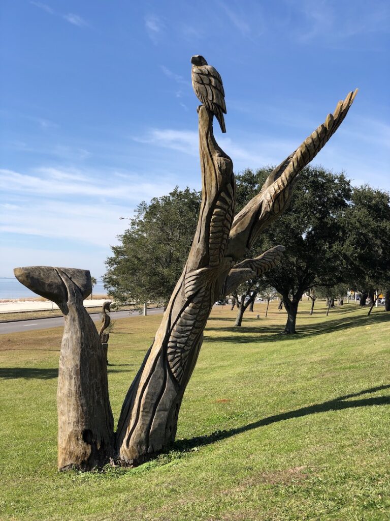 carving on the beach from a live oak 