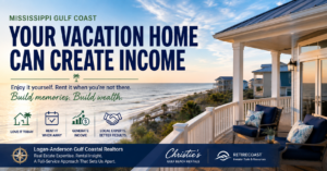 Mississippi Gulf Coast vacation home overlooking the beach, representing a second home that can generate short-term rental income when the owner is away.